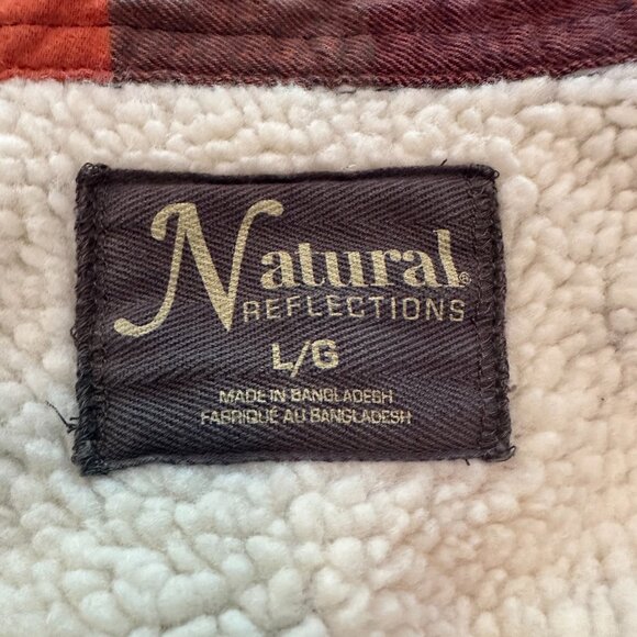 Natural Reflections Sherpa Lined Plaid Flannel Jacket/Shirt Size Large - Picture 5 of 7
